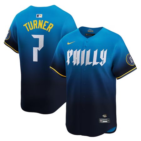Men's Philadelphia Phillies #7 Trea Turner Nike Blue 2024 City Connect Limited Player Jersey